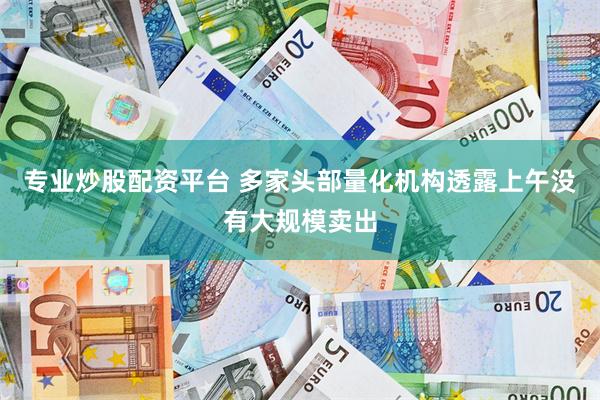 专业炒股配资平台 多家头部量化机构透露上午没有大规模卖出