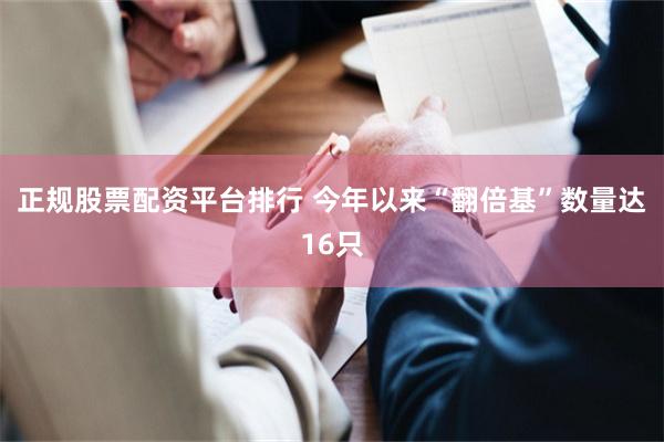 正规股票配资平台排行 今年以来“翻倍基”数量达16只