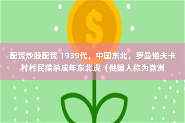 配资炒股配资 1939代，中国东北，罗曼诺夫卡村村民猎杀成年东北虎（俄国人称为满洲