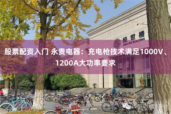 股票配资入门 永贵电器：充电枪技术满足1000V、1200A大功率要求