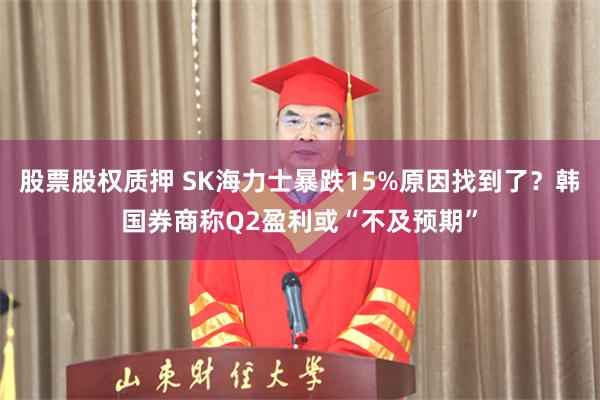 股票股权质押 SK海力士暴跌15%原因找到了？韩国券商称Q2盈利或“不及预期”