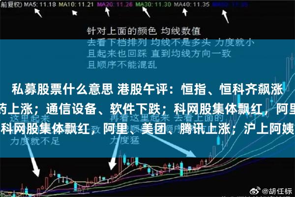 私募股票什么意思 港股午评：恒指、恒科齐飙涨；能源设备、汽车、制药上涨；通信设备、软件下跌；科网股集体飘红，阿里、美团、腾讯上涨；沪上阿姨暴涨