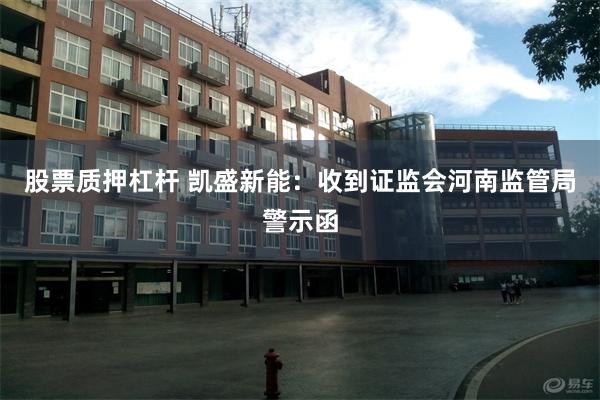 股票质押杠杆 凯盛新能：收到证监会河南监管局警示函