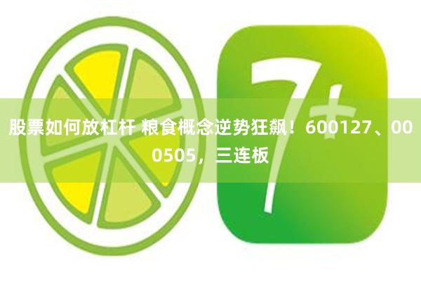股票如何放杠杆 粮食概念逆势狂飙！600127、000505，三连板
