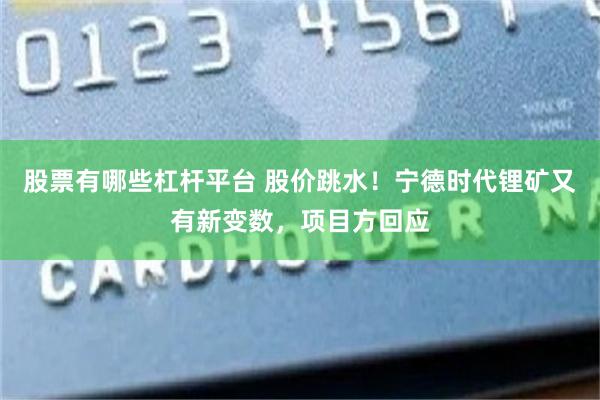 股票有哪些杠杆平台 股价跳水！宁德时代锂矿又有新变数，项目方回应