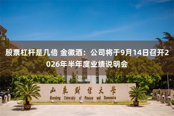 股票杠杆是几倍 金徽酒：公司将于9月14日召开2026年半年度业绩说明会